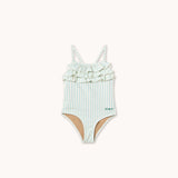 Cyan Fine Stripes Swimsuit