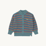 STRIPES MOCKNECK CARDIGAN