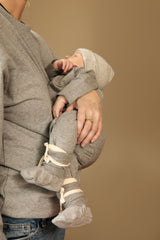 Grey Melange Baby Ribbed Booties