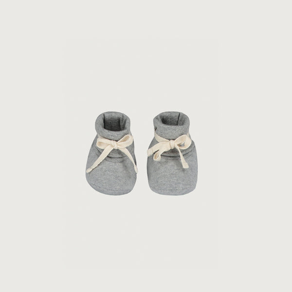 Grey Melange Baby Ribbed Booties