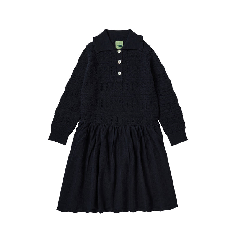 Dark Navy Pointelle Dress