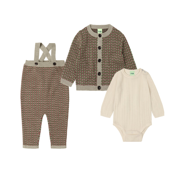 3 Pcs oat melange Baby Set