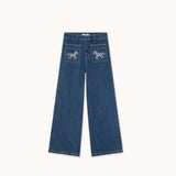 Embroidered Horses Denim Pants