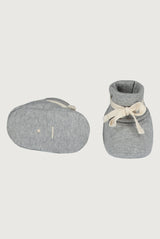 Grey Melange Baby Ribbed Booties