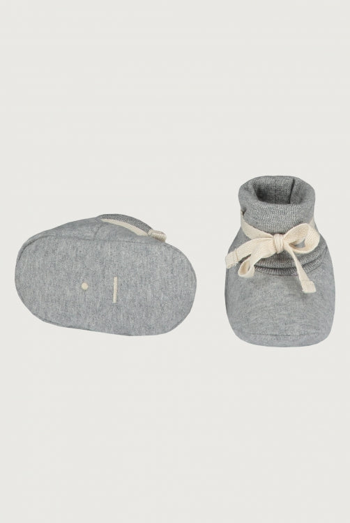 Grey Melange Baby Ribbed Booties