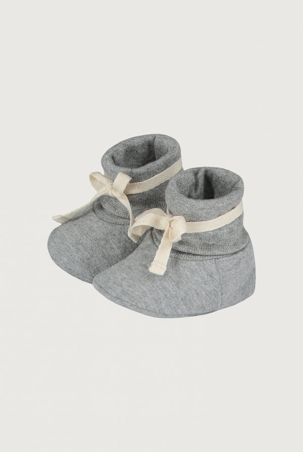 Grey Melange Baby Ribbed Booties