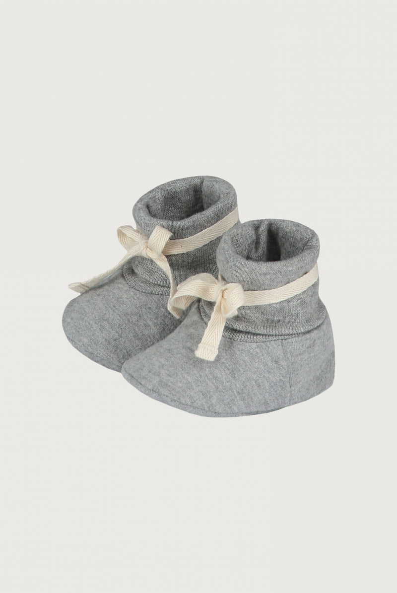 Grey Melange Baby Ribbed Booties