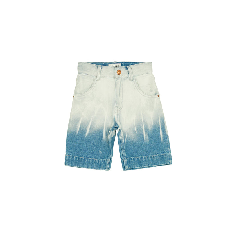 Bleached Blue Dip Dye Large Bermuda Shorts- Adults