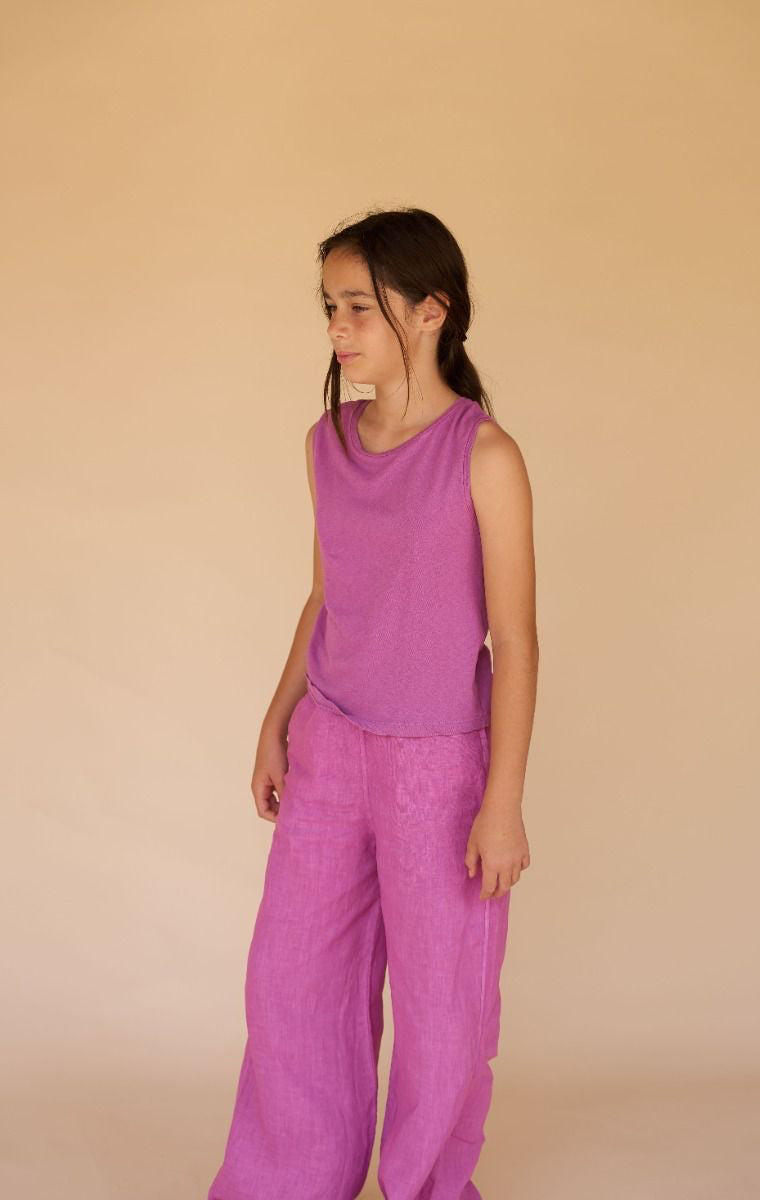 Purple stripped spencer and Purple Linen Trousers