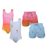 Reversible SUN&MOON swimsuit & 2 matching shorts