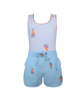 Reversible SUN&MOON swimsuit & 2 matching shorts