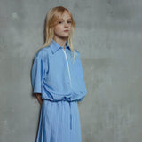 Liz Sky Blue Satin Shirt & Sloan Skirt