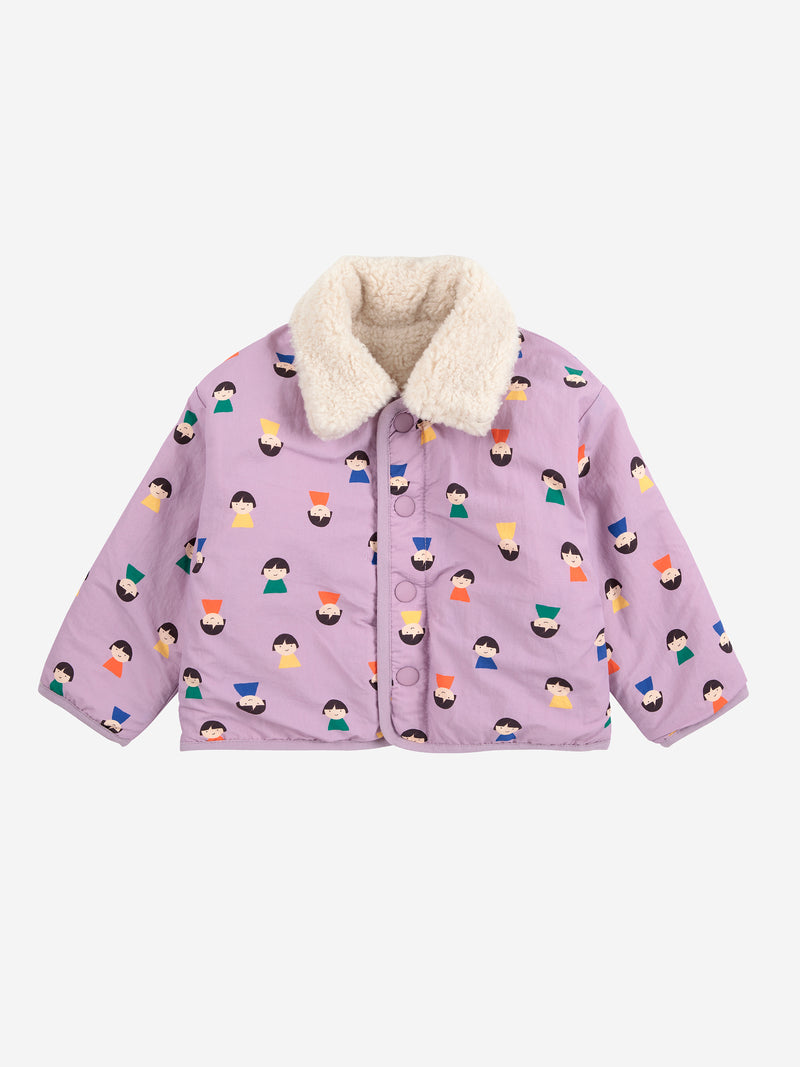 Game Pawns All Over Reversible Sheepskin Jacket - baby