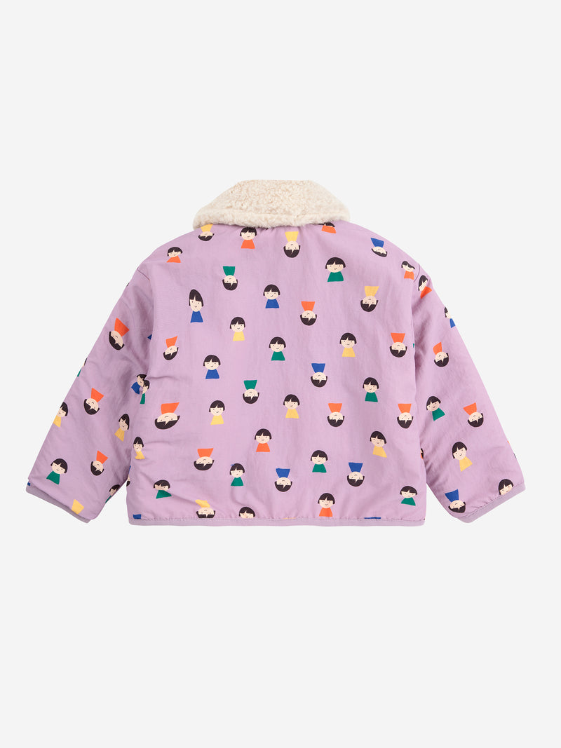 Game Pawns All Over Reversible Sheepskin Jacket - baby