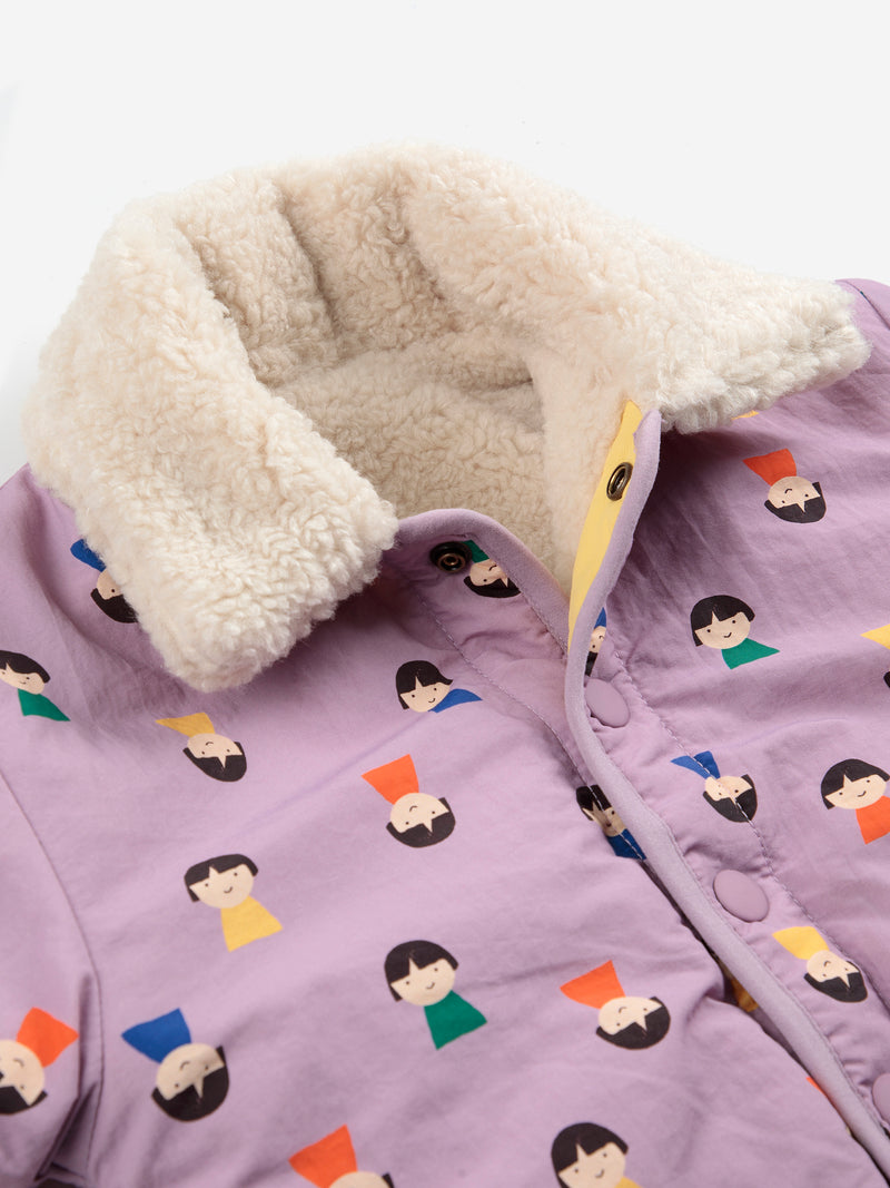Game Pawns All Over Reversible Sheepskin Jacket - baby