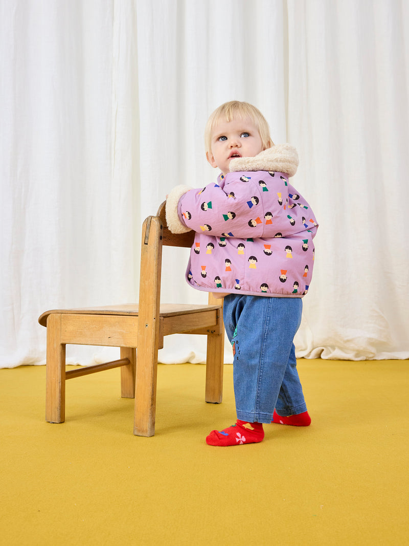 Game Pawns All Over Reversible Sheepskin Jacket - baby