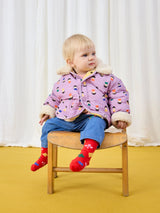 Game Pawns All Over Reversible Sheepskin Jacket - baby