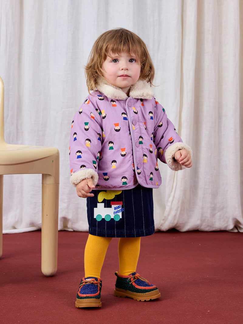 Game Pawns All Over Reversible Sheepskin Jacket - baby