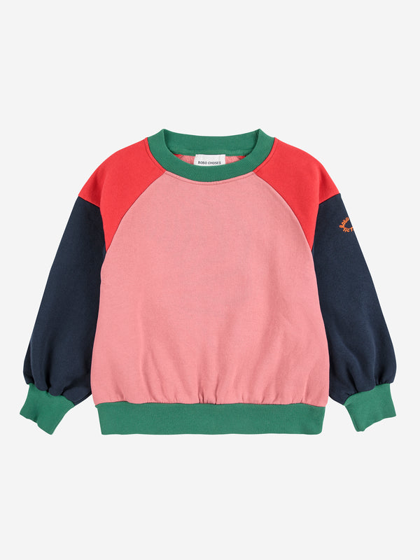 Color Block Sweatshirt & Pleated skirt