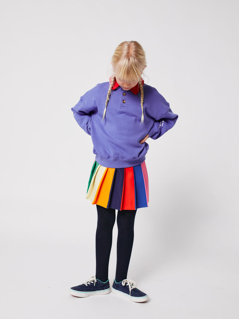 Color Block Sweatshirt & Pleated skirt