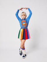 Color Block Sweatshirt & Pleated skirt