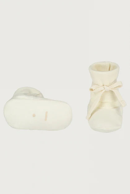 Cream Baby Ribbed Booties