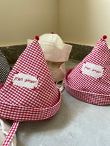 POINTED RED CHECKERED HAT MON AMOUR