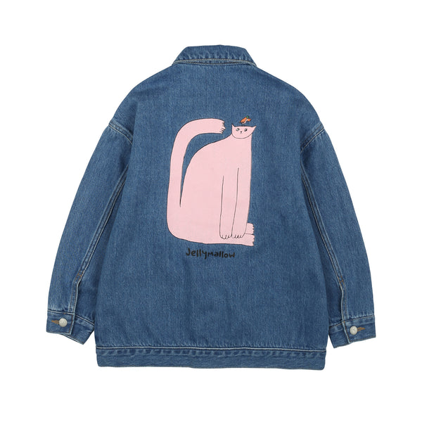 Pink Cat Denim Jacket | indigo