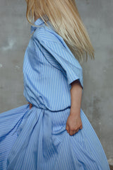 Liz Sky Blue Satin Shirt & Sloan Skirt