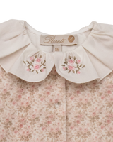 floral velvet Baby Grow with embroidered collar