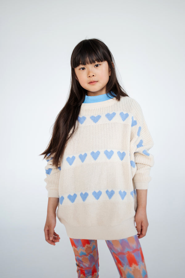 Summer day blue heart knit sweater