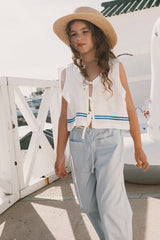 Blue Tiny Front Pockets Pant
