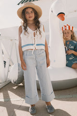 Blue Tiny Front Pockets Pant