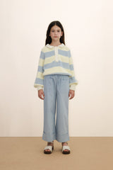 Blue Tiny Front Pockets Pant