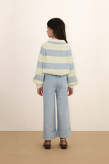 Blue Tiny Front Pockets Pant