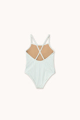 Cyan Fine Stripes Swimsuit