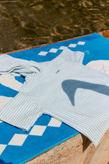 Cyan Fine Stripes Poncho Towel