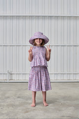 FLOWER MOTIF PLEATED MIDI SKIRT