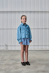 CROPPED DENIM SHIRT & BARREL PANTS