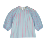 STRIPED PUFF SLEEVE BLOUSE & ASYMMETRICAL SKIRT
