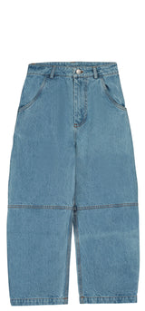 CROPPED DENIM SHIRT & BARREL PANTS