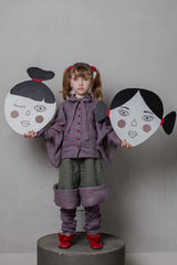 Mauve Blouse-Sand Buttons & Mauve Skirt