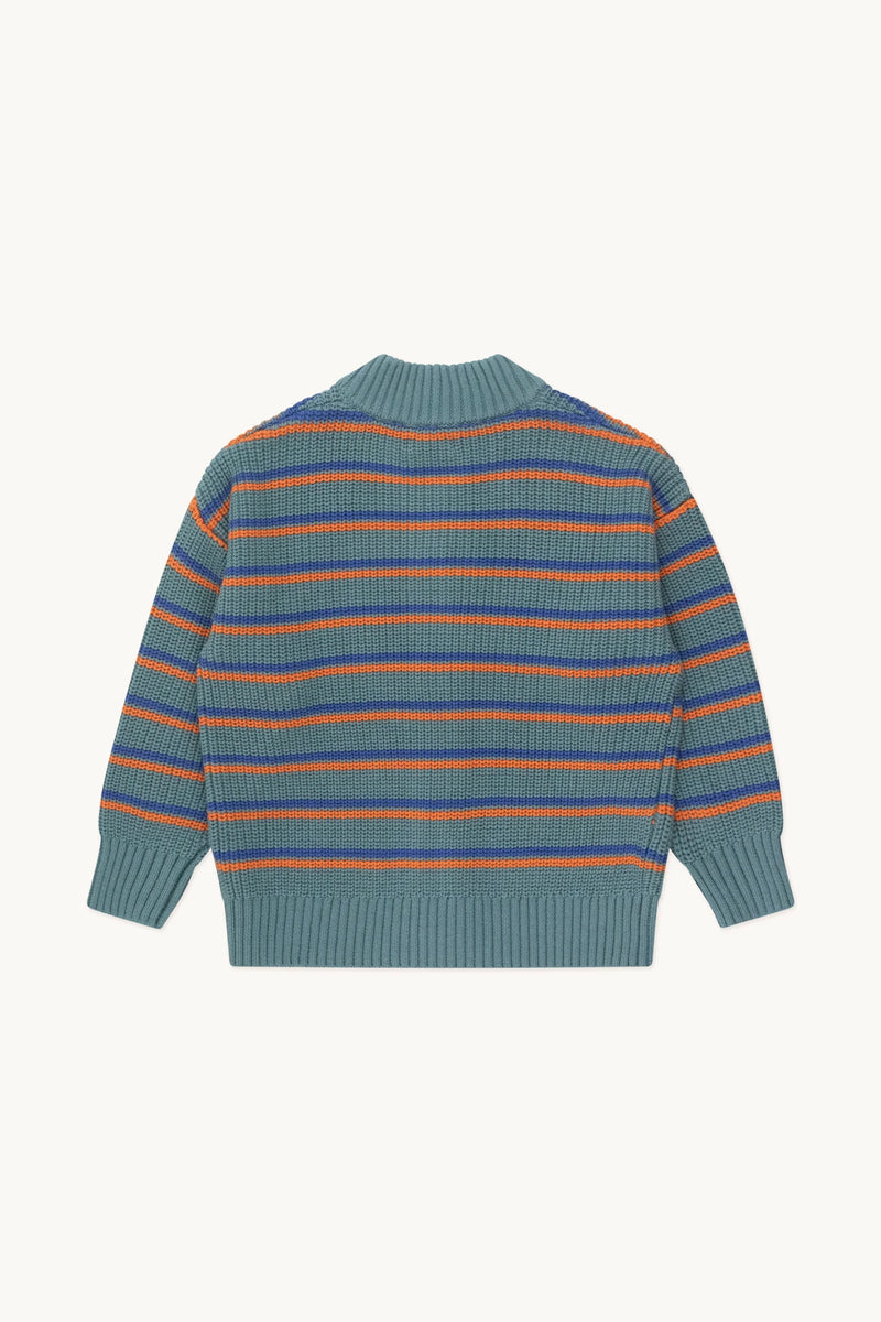 STRIPES MOCKNECK CARDIGAN