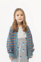 STRIPES MOCKNECK CARDIGAN