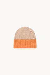 COLOR BLOCK BEANIE sand/summer orange