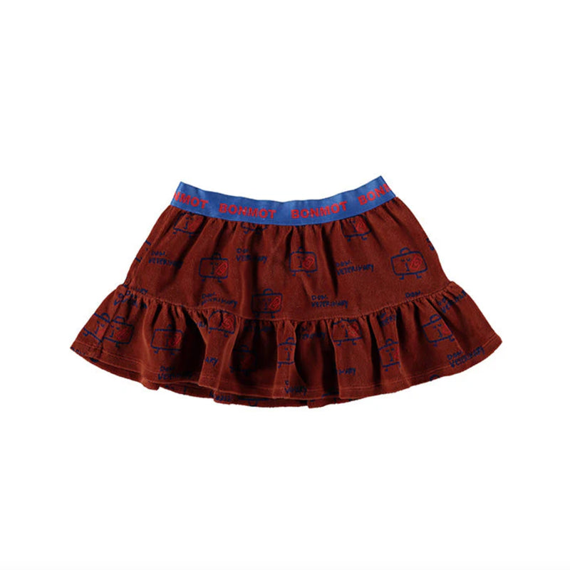 Bonmot Sweatshirt velvet terracotta & FRILL SKIRT