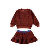 Bonmot Sweatshirt velvet terracotta & FRILL SKIRT