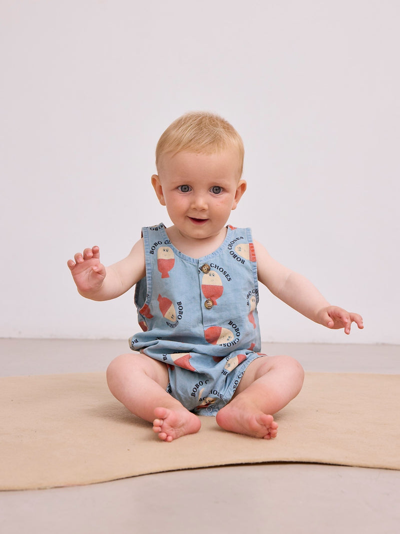 Baby Morning Egg allover Denim Playsuit