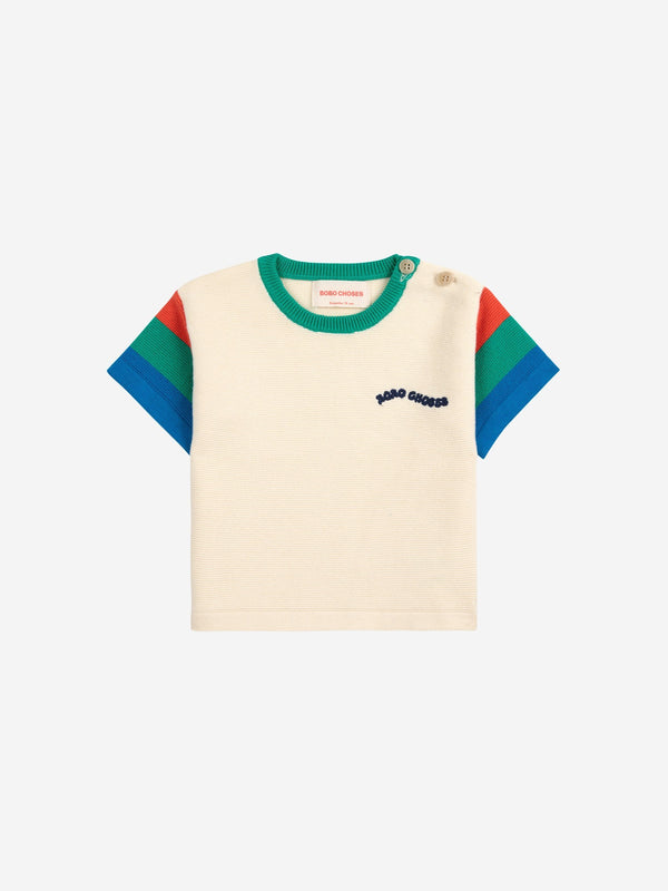 Baby Color block knitted T-shirt & Striped shorts