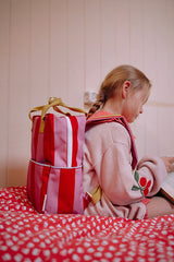 Medium Backpack Lemon Tree Stripes Red Apple/Rosebay Pink